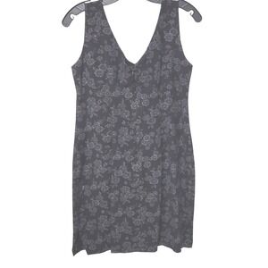 CDC Petites Floral Jacquard Sheath Dress Womens 12P Black Metallic V-Neck Slit